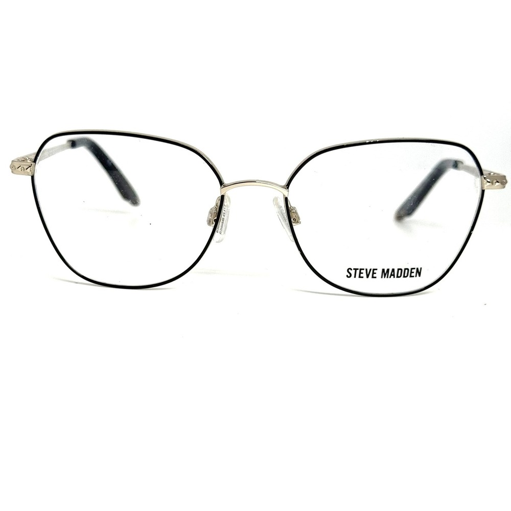 Steve Madden Noticed Black Gold Geometric Eyeglass Frames 51-16-135 CV